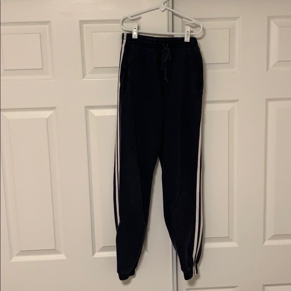 Navy Blue White Striped Brandy Melville Sweatpants